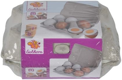 Eichhorn, Кутия с дървени яйца, 6 броя, дървено яйца, детска игра, игра с готвене, дървени яйца, магнитни яйца, игра, игри, играчка, играчки