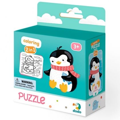 Dodo, Детски пъзел 2 в 1, пингвин, 16 части, творчески пъзел, пъзел за оцветяване, детски пъзел, пъзел за деца, забавен пъзел, пъзел с пингвин, пъзел, пъзели, puzzle, puzzles