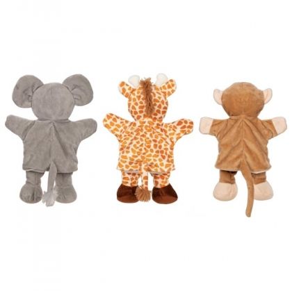 Goki - Кукли за ръце с крака - Слон, жираф, маймуна
