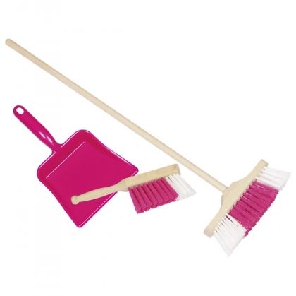 Goki, комплект за почистване, розов комплект за почистване, игра, играчка, лопата, четка, метла
