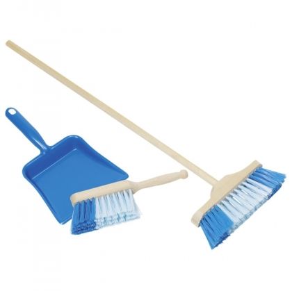 Goki, комплект за почистване, син комплект за почистване, метла, лопата, четка за почистване, син комплект, игра, играчка 