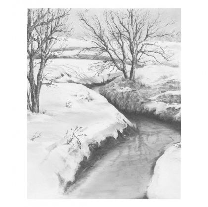 Royal&Langnickel, творчески комплект за графика, зимен пейзаж, моливи, молив, графика, рисуване с моливи 