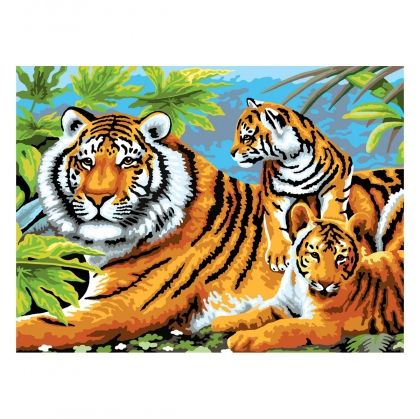 Royal&Langnickel, творчески комплект с номерация и акрилни бои, тигри, творчество с бои, рисуване с бои, акрилни боички 