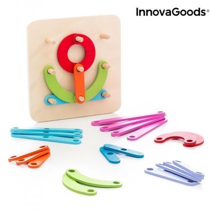 InnovaGoods, дървена играчка, играчка от дърво, комплект за образуване на думи, числа и форми, образуване на думи, креативност, комплект за създаване, дървена игра, дървени играчки, играчки от дърво