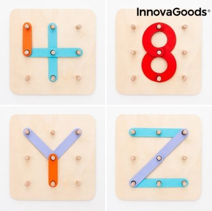 InnovaGoods - Дървен комплект за образуване на цифри и думи 