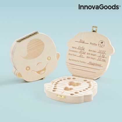 InnovaGoods - Дървена бебешка кутия за спомени - Момче 