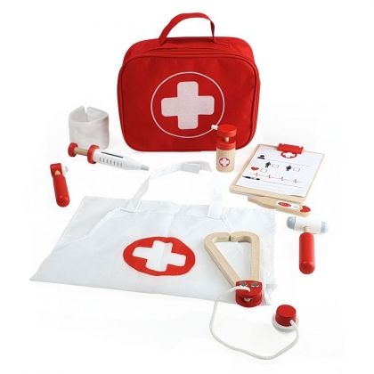 Bigjigs, докторски комплект, лекарски комплект, детски комплект с лекарски инструменти, лекарско куфарче, детско куфарче с лекарски инструменти, игра на доктор, дървен лекарски комплект, играчки от дърво, дървени играчки