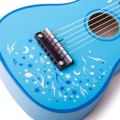Bigjigs - Детска дървена китара в син цвят 