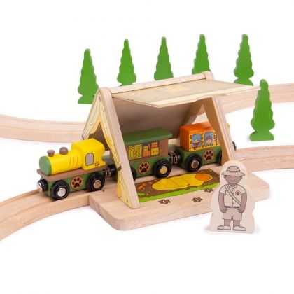 Bigjigs, дървена палатка, дървена шатра, влаков аксесоар, дървена играчка, играчка от дърво, играчки, влакови аксесоари