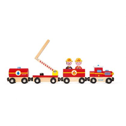 Janod, играчка, играчки, дървена играчка, дървени играчки, играчка от дърво, играчки от дърво, магнитно влакче, дървено влакче, дървено магнитно влакче, влакче пожарна команда, дървено влакче пожарна команда, магнитно влакче пожарна команда, пожарникарско