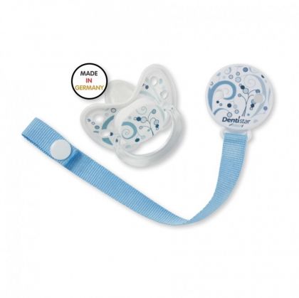 Baby Nova - Комплект Dentistar - Силиконова залъгалка с халка и лента 