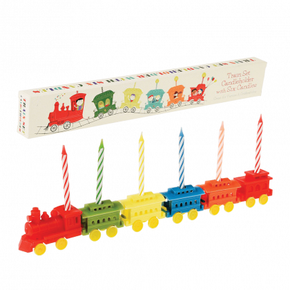 Rex London, играчка, играчки, детска играчка, украса за рожден ден, свещи, свещ, свещници, детски свещници, свещници за детски рожден ден, комплект от 6 свещника, 6 свещника влакче, комплект цветни свещници влакче, комплект цветни свещници