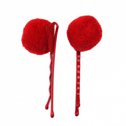 Rex London - Фибички за коса с помпони - Червени 