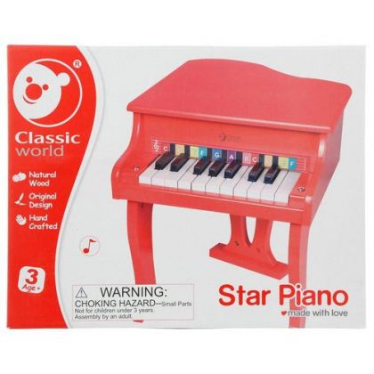 Classic World - Дървено детско пиано - Червено 