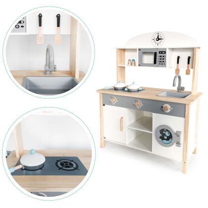 Ecotoys - Детска дървена кухня с пералня и фурна 