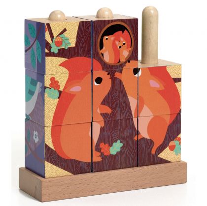 Djeco, играчка, играчки, дървена играчка, дървени играчки, дървени кубчета, кубчета за редене, пъзел с кубчета, кубчета с горски животни, кубчета от дърво, дървени кубчета за игра, продукти Djeco, играчки Djeco