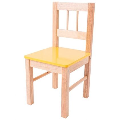 Bigjigs - Детско дървено столче - Жълто