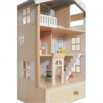 Classic World - Двуетажна дървена къща за кукли