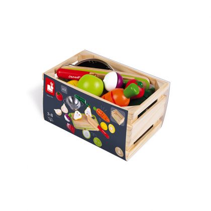 Janod - Комплект с плодове и зеленчуци в касетка