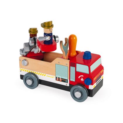 Janod - Дървена играчка - Сглоби си сам пожарна 