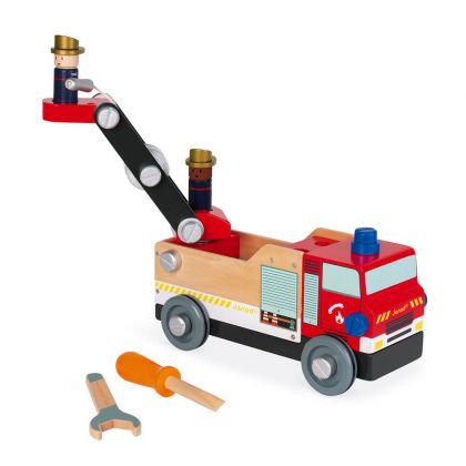 Janod - Дървена играчка - Сглоби си сам пожарна 