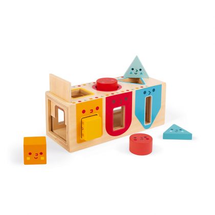 Janod, играчка, играчки, дървена играчка, дървен сортер, сортер за игра, детски сортер, сортери от дърво, дървени сортери, детски дървен сортер с геометрични фигури, продукти Janod, играчки Janod
