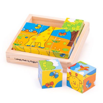 Bigjigs, играчка, играчки, дървена играчка, дървени играчки, дървен пъзел, пъзел с кубчета, детски пъзели, пъзел с кубчета за игра, кубчета сафари, детски пъзели с кибчета, дървени кубчета с картинки, дървени кубчета сафари, продукти Bigjigs