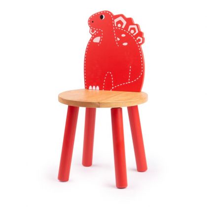Bigjigs, играчка, играчки, дървена играчка, дървено столче, столче динозавър, детско столче, детско дървено столче, червено столче за деца, детски столчета, столче Стегозавър, детско столче Стегозавър, продукти Bigjigs, играчки Bigjigs 
