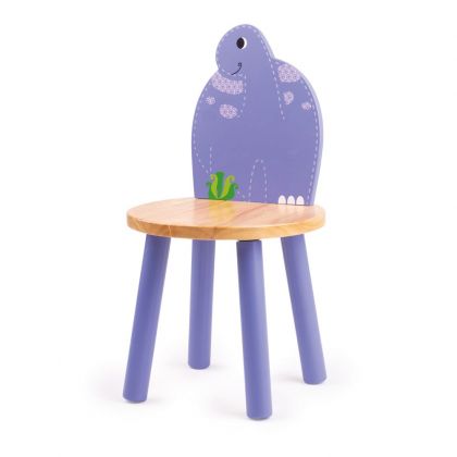 Bigjigs, играчка, играчки, дървена играчка, дървени играчки, детско дървено столче, дървено столче за деца, столче с динозавър, лилав стол, детско лилаво столче, столче Бронтозавър, детско столче Бронтозавър, продукти Bigjigs, играчки Bigjigs 