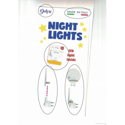 Dekori - Детска нощна лампа за контакт, LED - Заек с кола 