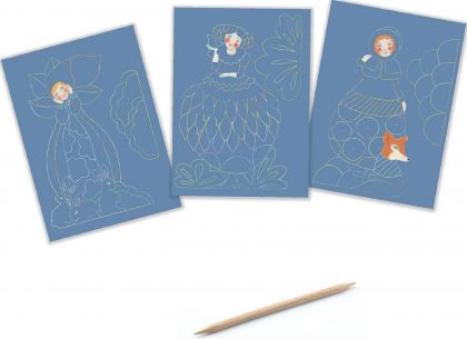 Djeco - Творчески комплект със скреч карти - Красиви рокли 