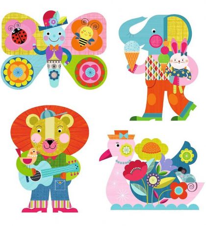 Djeco - Творчески комплект за оцветяване с вода - Весели животни