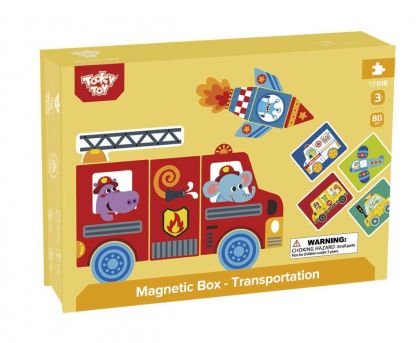 Tooky Toy - Магнитна образователна игра в кутия - Транспорт