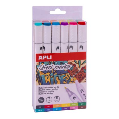Apli, играчка, играчки, маркери, цветни маркери, двустранни цветни маркери, комплект с двустранни маркери, 12 двустранни маркери, цветни маркери с две страни, детски цветни маркери, цветни маркери за деца, комплект с 12 маркера, продукти Apli
