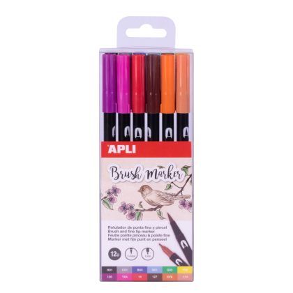Apli, играчка, играчки, комплект с маркери, цветни маркери, детски цветни маркери, комплект с 12 двувръхи маркери, акварелни маркери, цветни акварелни маркери, маркери акварел, продукти Apli, играчки Apli, маркери Apli