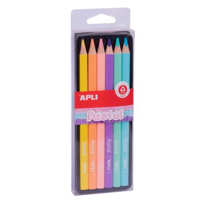 Apli, играчка, играчки, творчески аксесоари, цветни моливи, детски цветни моливи, моливи в пастелни цветове, пастелни моливи, 6 бр. пастелни молива, комплект с пастелни моливи, моливи за рисуване, комплект от 6 цвята пастелни молива, продукти Apli