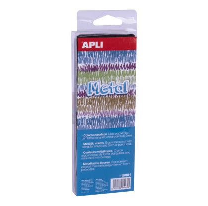 Apli - Комплект моливи в кутия - Цветове металик - 6 бр.