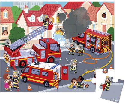 Janod - Детски пъзел в куфарче - Пожарникари - 24 части 