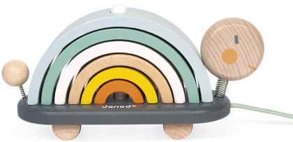 Janod - Дървена играчка за дърпане - Костенурка 