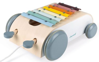 Janod - Дървена играчка за дърпане - Ксилофон