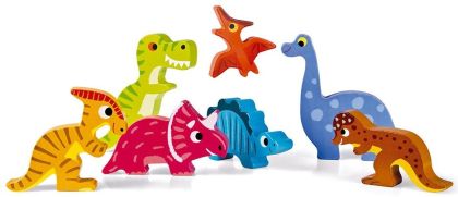 Janod - Дървен забавен пъзел - Динозаври 