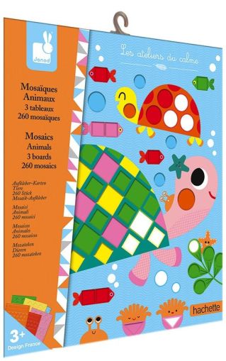 Janod, играчка, играчки, творчески комплект, детски творчески комплект, творчески комплект за деца, комплект с мозайки, творчески комплект с мозайки, създай сам цветни мозайки, мозайки с животни, продукти Janod, играчки Janod, творчески комплекти Janod