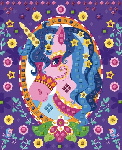 Janod - Детска мозайка със стикери - Понита и еднорози