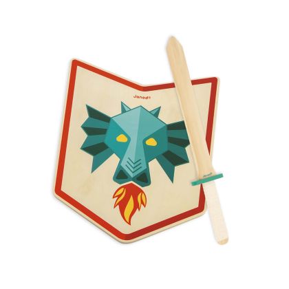 Janod - Детски рицарски комплект с меч и щит - Дракон