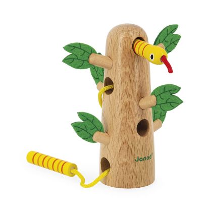 Janod, играчка, играчки, дървена играчка, дървени играчки, дървено дърво със змия, играчка с дърво и змия, играчка с въже, продукти Janod, играчки Janod, дървени играчки Janod