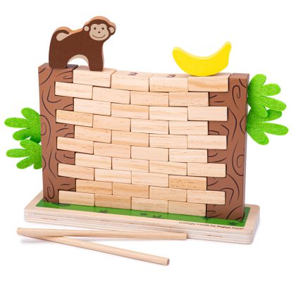 Bigjigs, играчка, играчки, дървена играчка, дървени играчки, игра за баланс, детска дженга, дървена игра, игри за баланс от дърво, игра с маймуна и банан, математическа дженга, дженга джунгла, дървена игра за баланс джунгла, продукти Bigjigs
