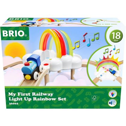 Brio, играчка, играчки, влаков комплект, детски влаков комплект, моето първо влакче със светлини и релси, влакче дъга, детско влакче дъга, продукти Brio, играчки Brio, влакови комплекти Brio 