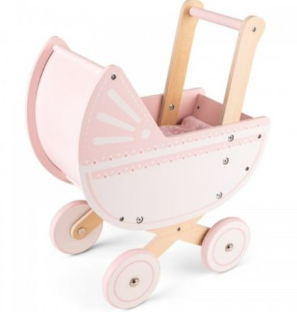 New Classic Toys - Детска дървена количка за кукли - Розова 