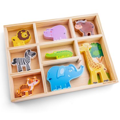 New Classic Toys, играчка, играчки, дървена играчка, дървени играчки, комплект с дървени фигурки, детски комплект с фигурки, дървени фигурки за игра, дървени животни, дървени диви животни, животните от дивата природа, комплект с фигурки за игра