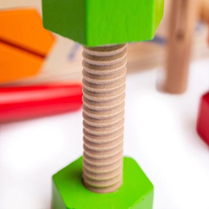 Bigjigs - Дървен детска работна маса за игра с детски инструменти 